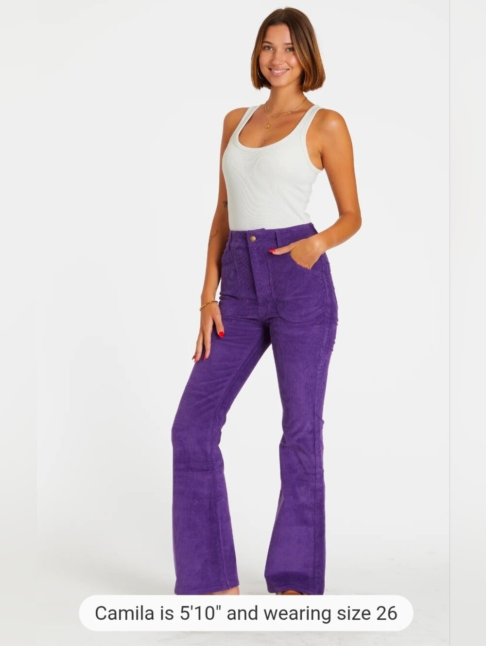 ❤️ NWOT! HAMMIES HIGH RISE BELL BOTTOM FLARE PURPLE CORDUROY PANTS / TROUSERS